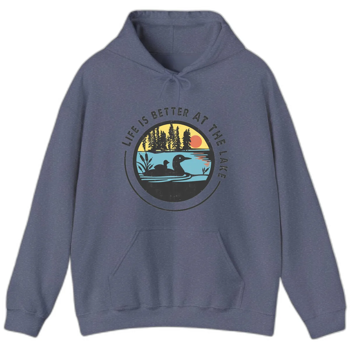 Life Is Better At The Lake Hoodie in Heather Navy