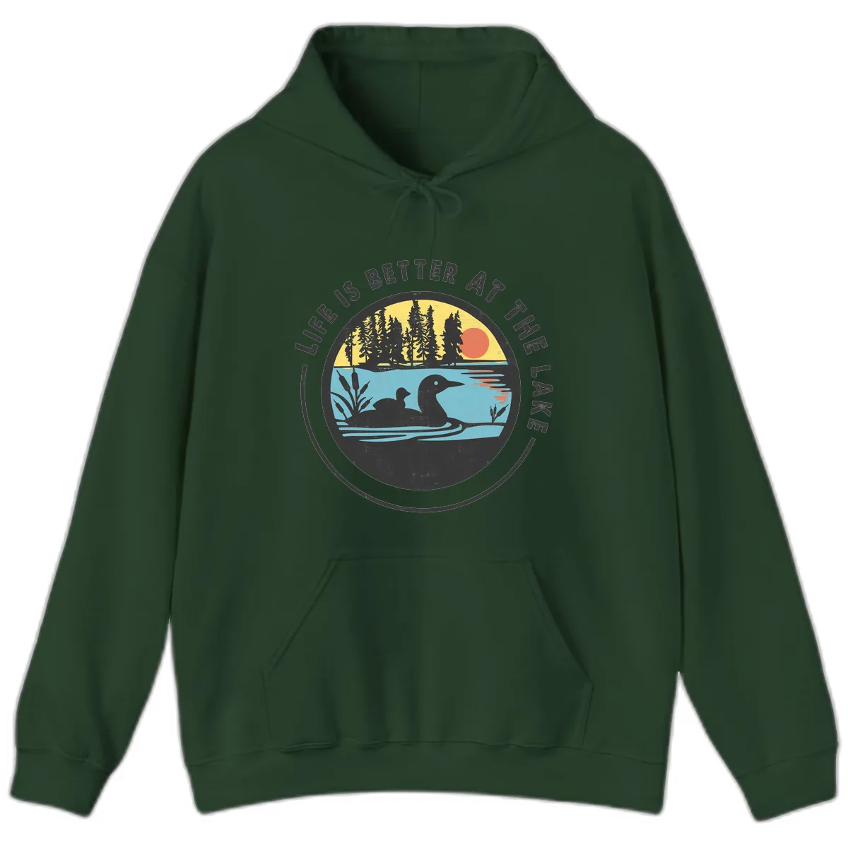 Life Is Better At The Lake Hoodie in Forest Green