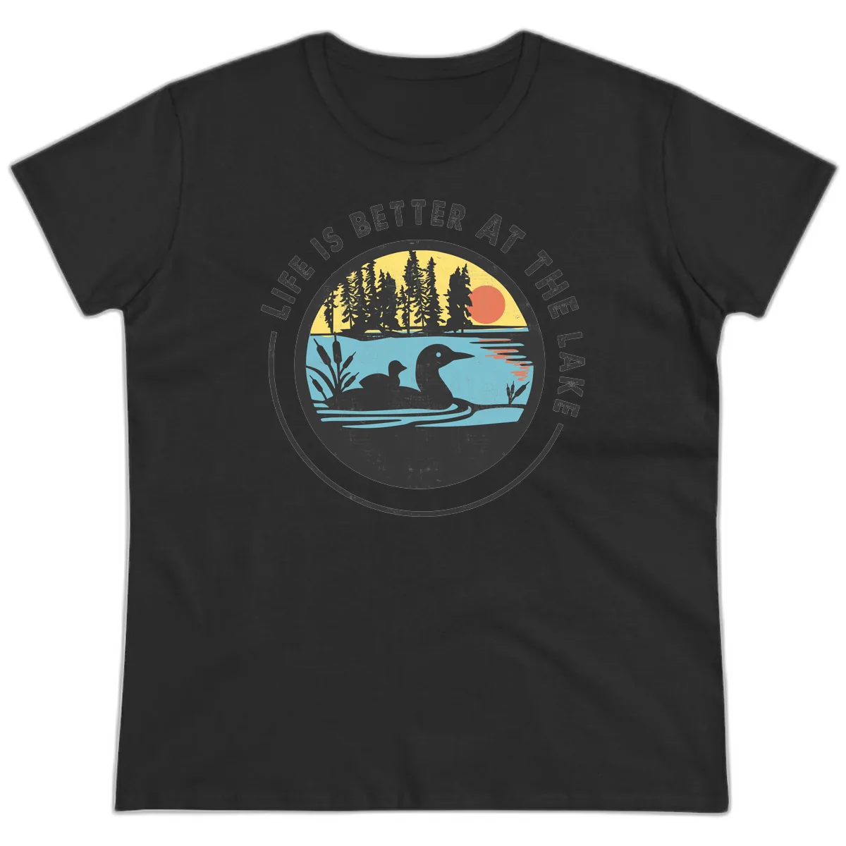 Life Is Better At The Lake Ladies Tee in Black