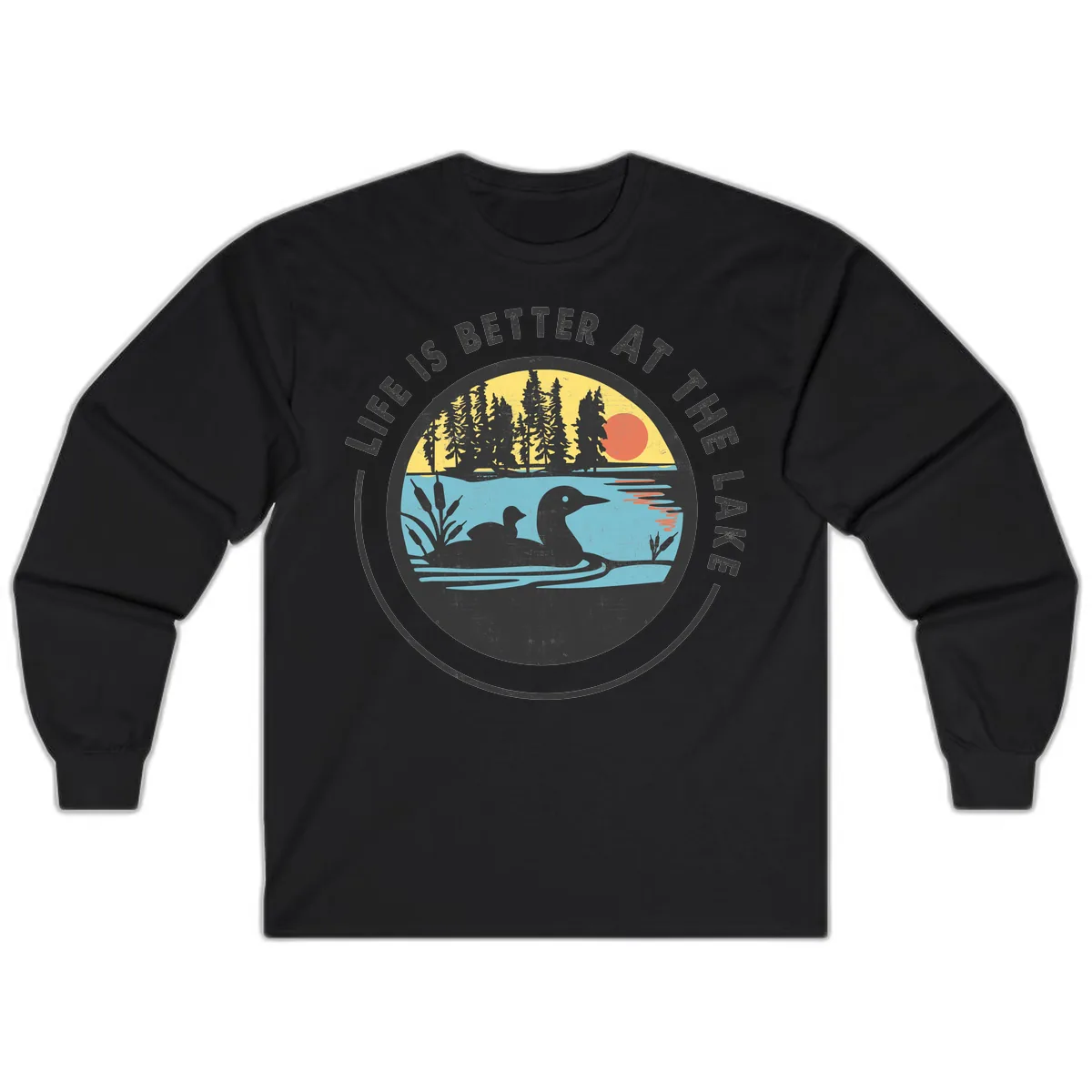 Life Is Better At The Lake Long Sleeve in Black