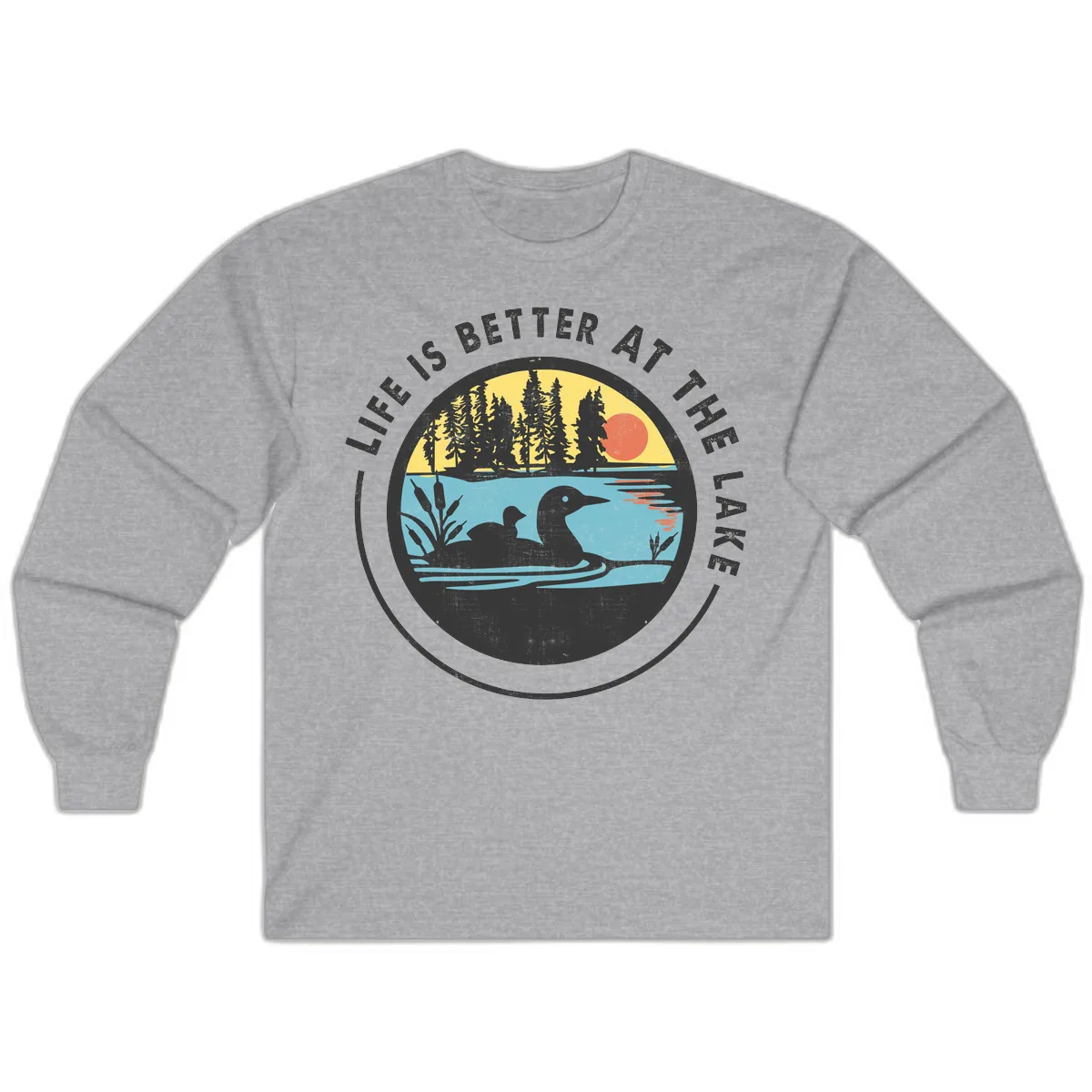 Life Is Better At The Lake Long Sleeve in Sport Grey