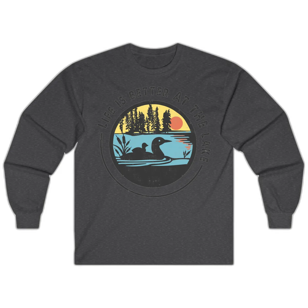 Life Is Better At The Lake Long Sleeve in Dark Heather
