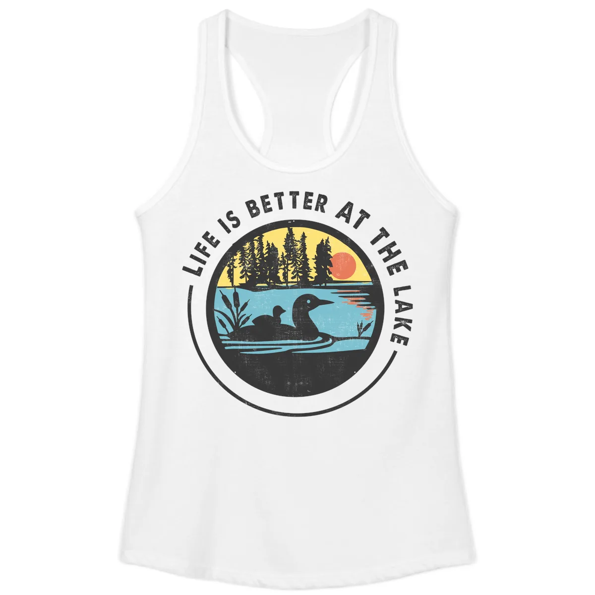Life Is Better At The Lake Ladies Tank in White
