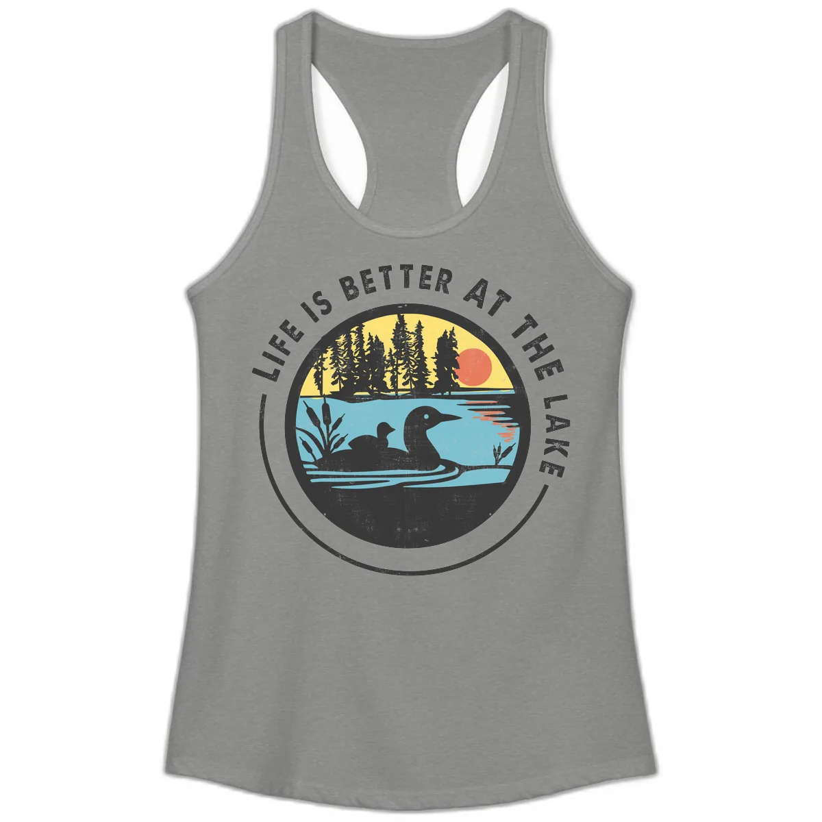 Life Is Better At The Lake Ladies Tank in Heather Grey