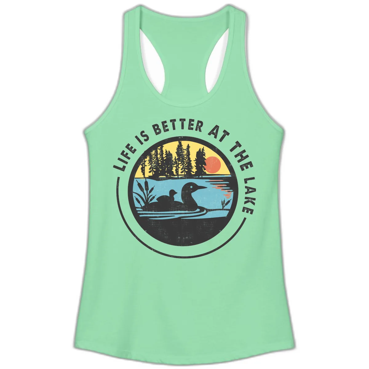Life Is Better At The Lake Ladies Tank in Solid Mint