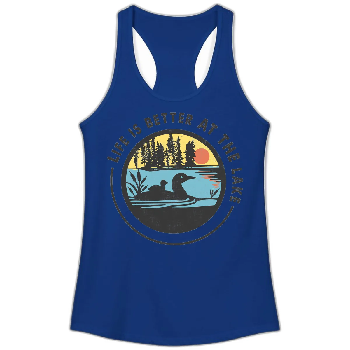 Life Is Better At The Lake Ladies Tank in Solid Royal