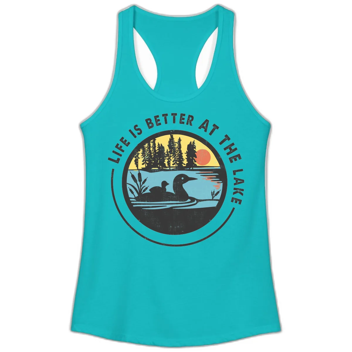 Life Is Better At The Lake Ladies Tank in Tahiti Blue