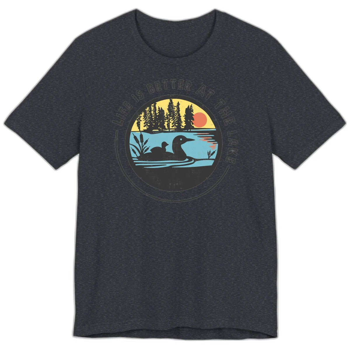 Life Is Better At The Lake Premium T-Shirt in Heather Navy