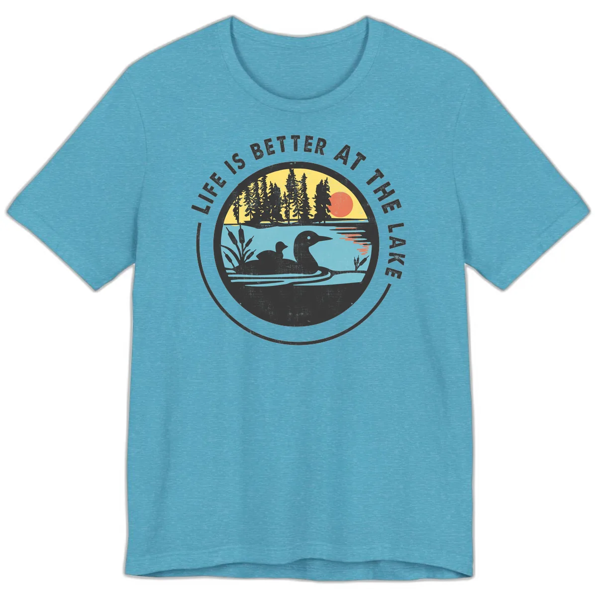 Life Is Better At The Lake Premium T-Shirt in Heather Aqua