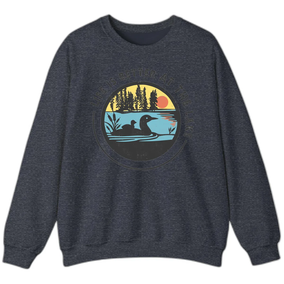 Life Is Better At The Lake Sweatshirt in Heather Sport Dark Navy