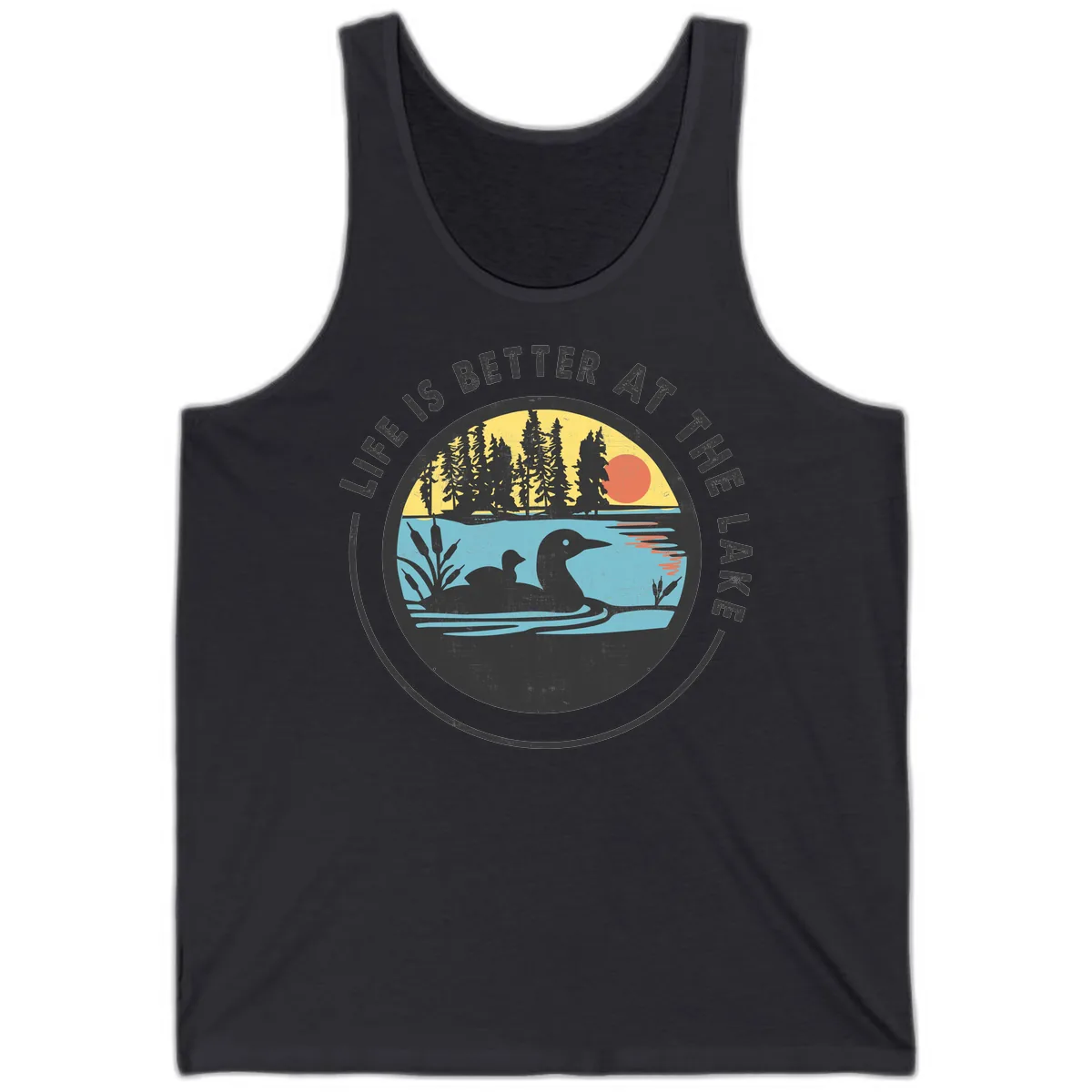 Life Is Better At The Lake Tank in Dark Grey
