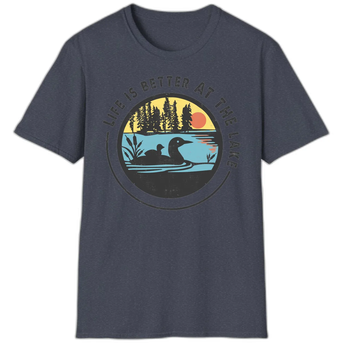 Life Is Better At The Lake T-Shirt in Heather Navy