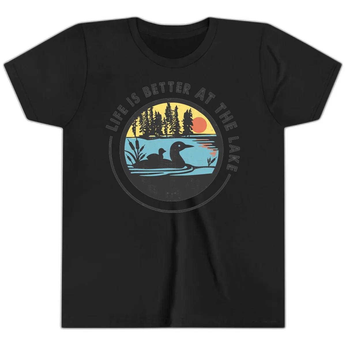 Life Is Better At The Lake Youth T-Shirt in Black