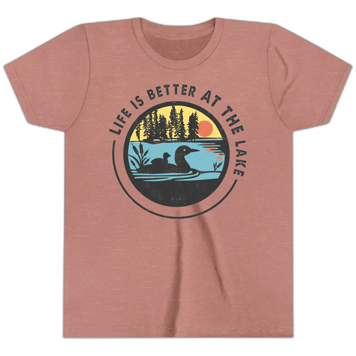 Life Is Better At The Lake Youth T-Shirt in Heather Mauve
