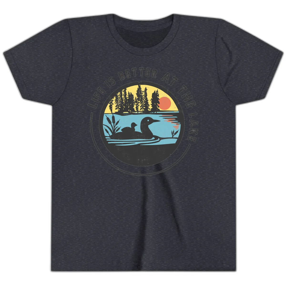 Life Is Better At The Lake Youth T-Shirt in Heather Navy