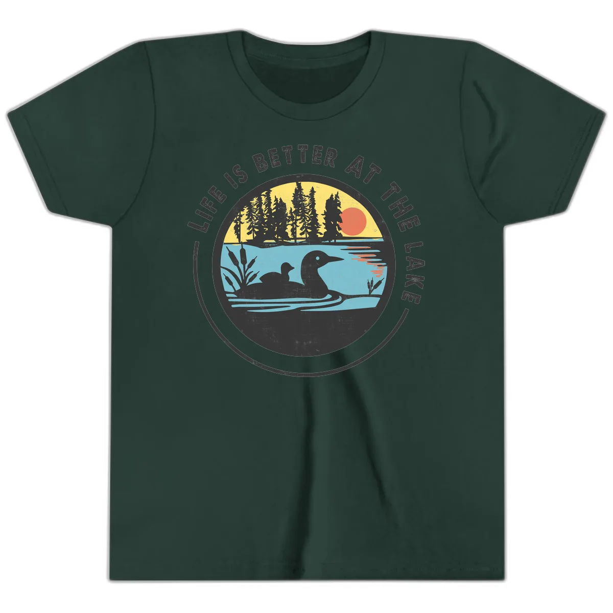 Life Is Better At The Lake Youth T-Shirt in Forest