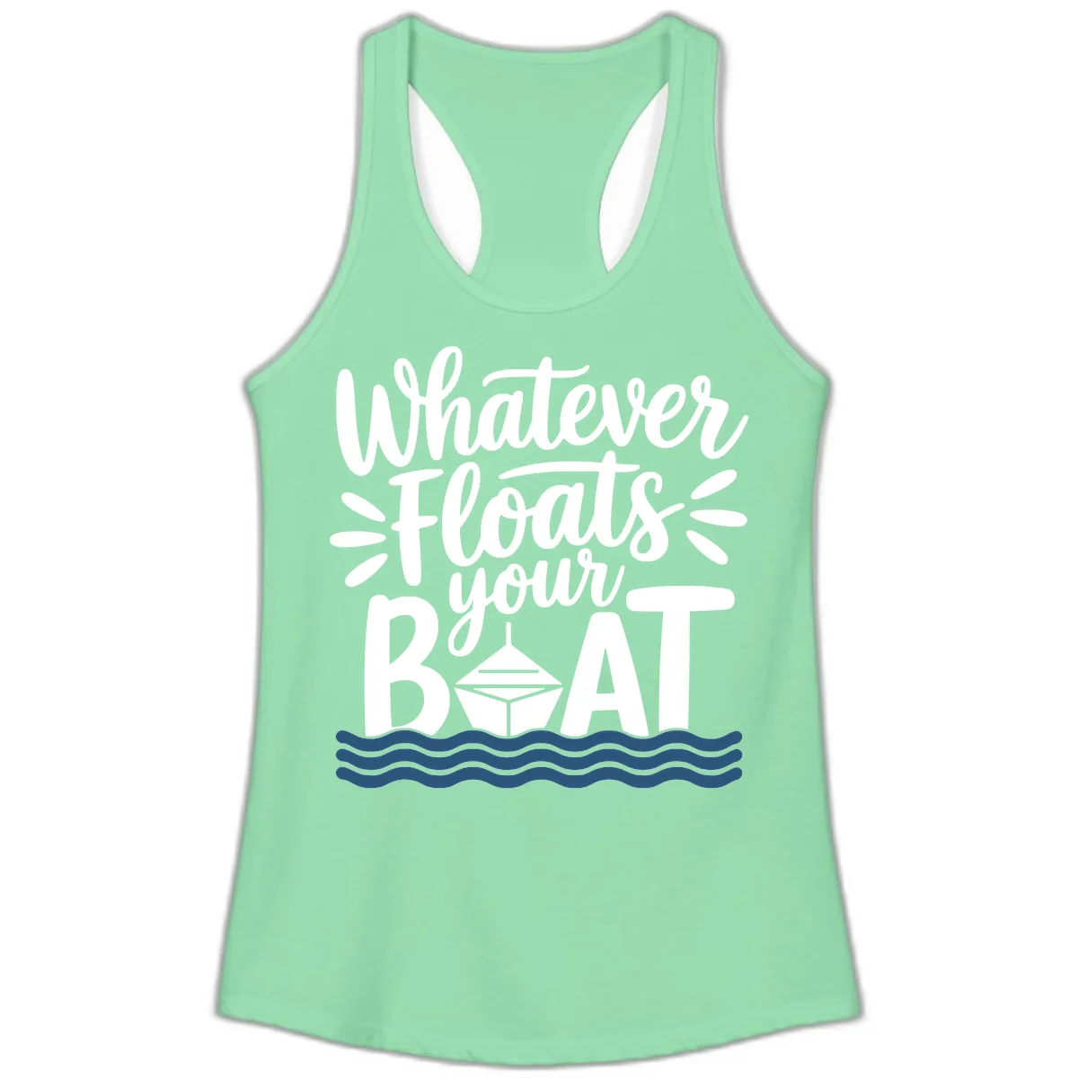 Whatever Floats Your Boat Design Ladies Tank in Solid Mint