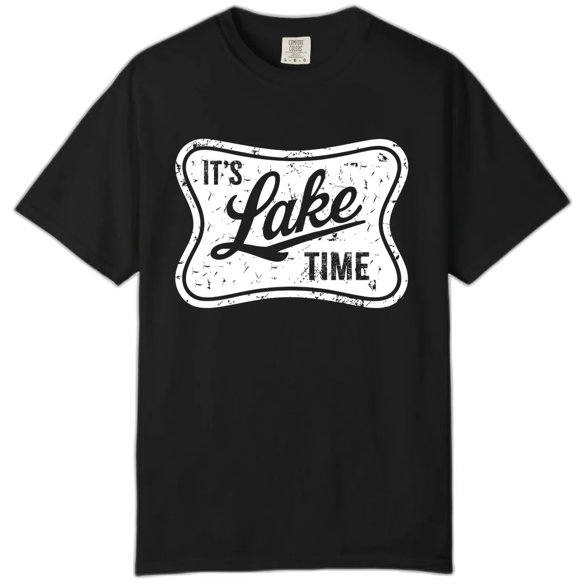 It's Lake Time Retro Sign Comfort Color in Black