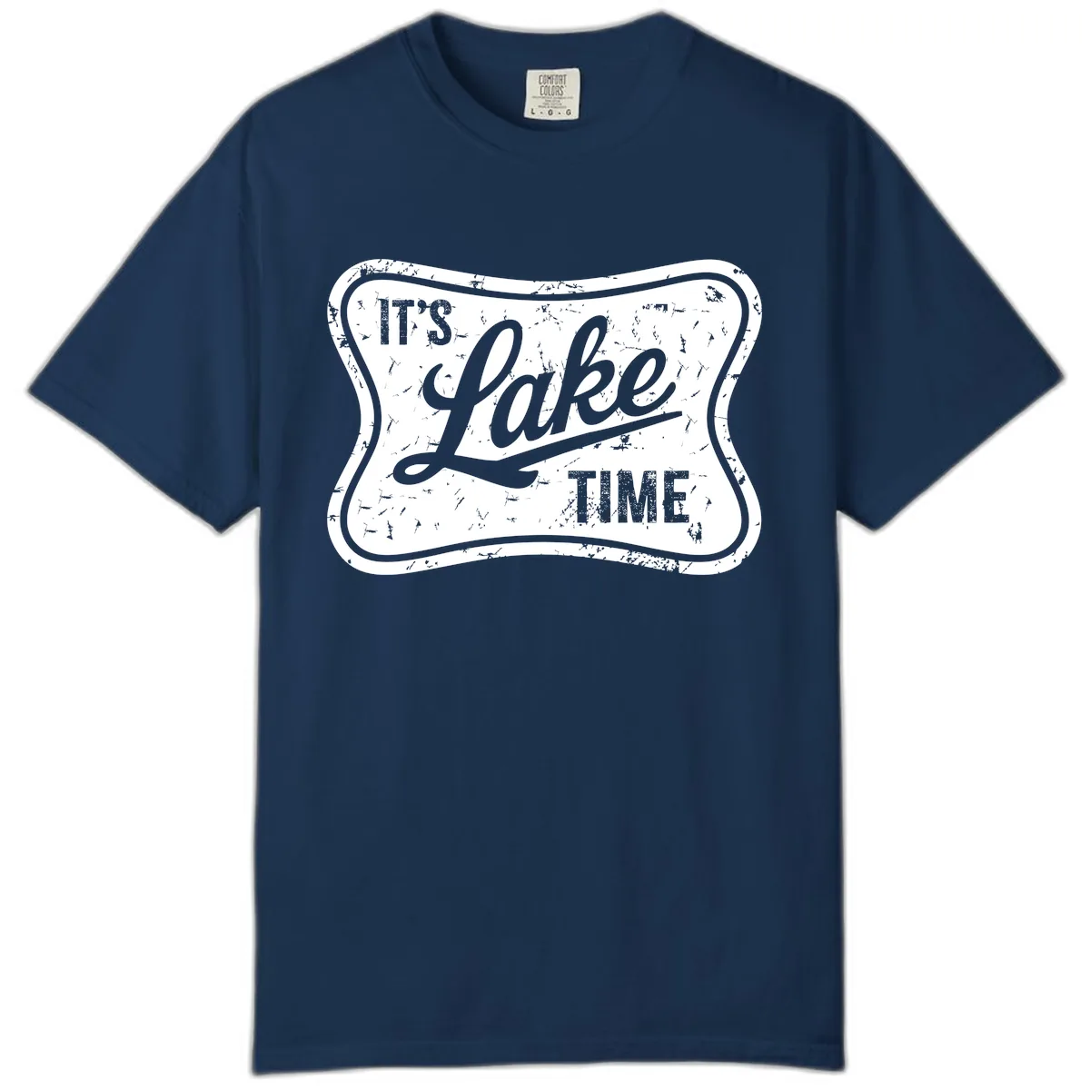 It's Lake Time Retro Sign Comfort Color in Navy