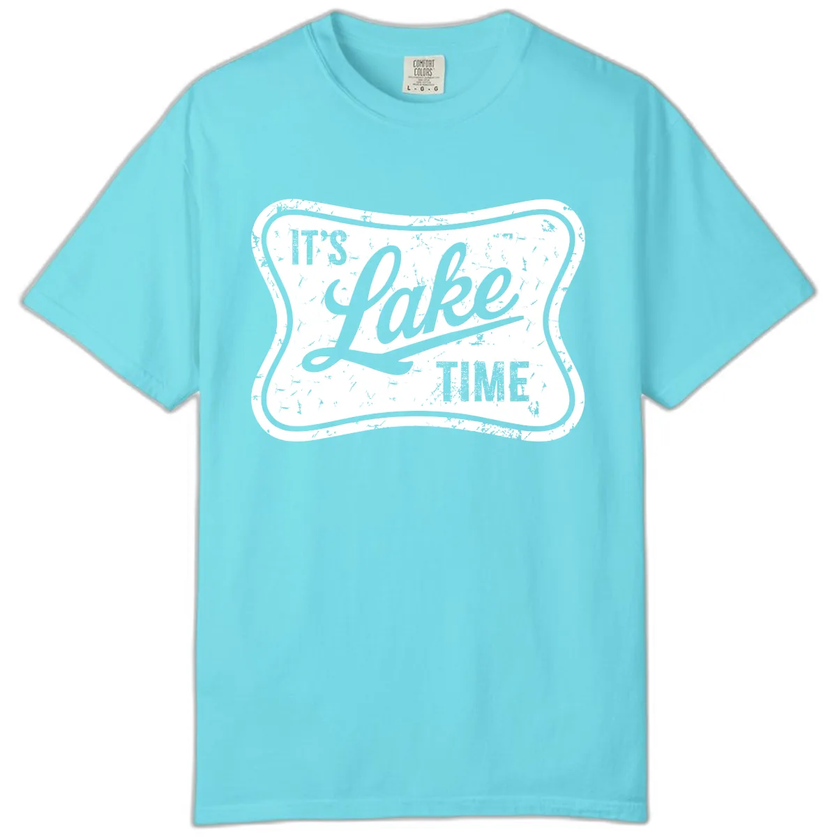 It's Lake Time Retro Sign Comfort Color in Lagoon Blue