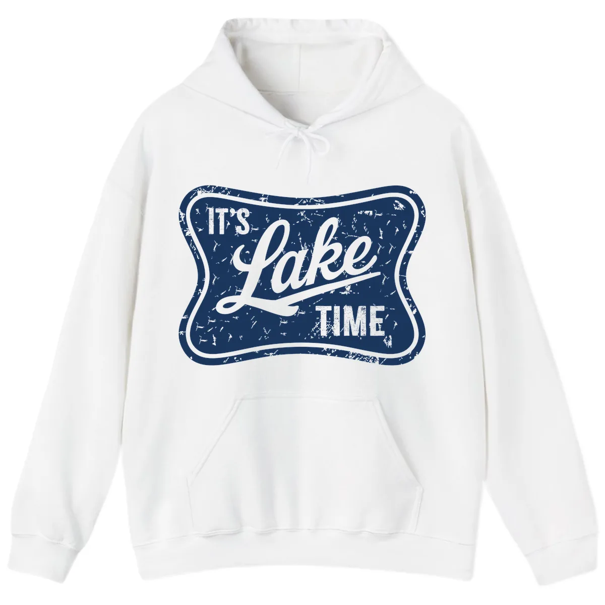 It's Lake Time Retro Sign Hoodie in White