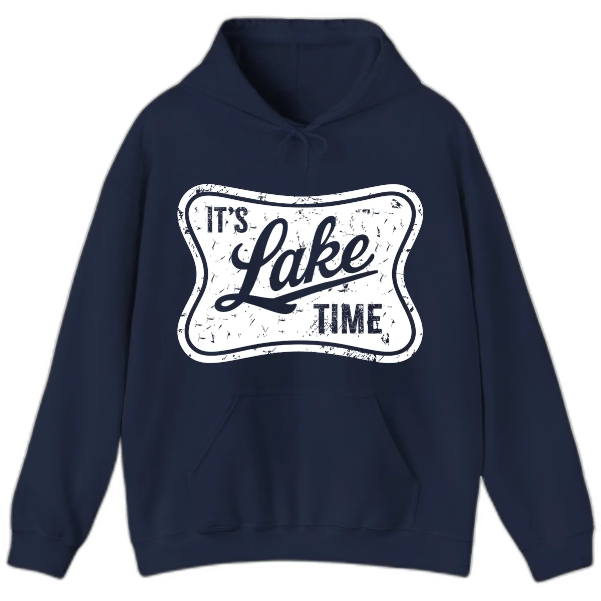 It's Lake Time Retro Sign Hoodie in Navy