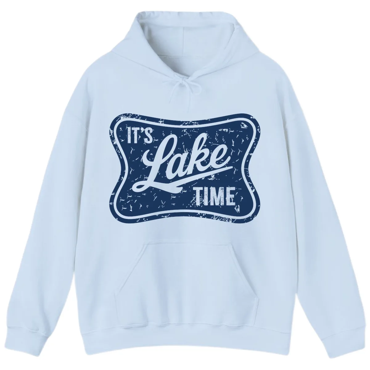 It's Lake Time Retro Sign Hoodie in Light Blue