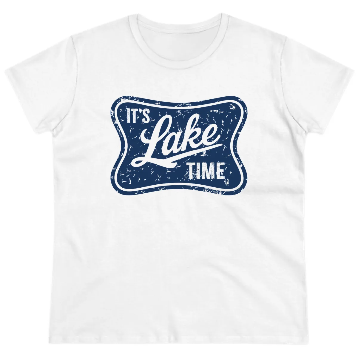 It's Lake Time Retro Sign Ladies Tee in White