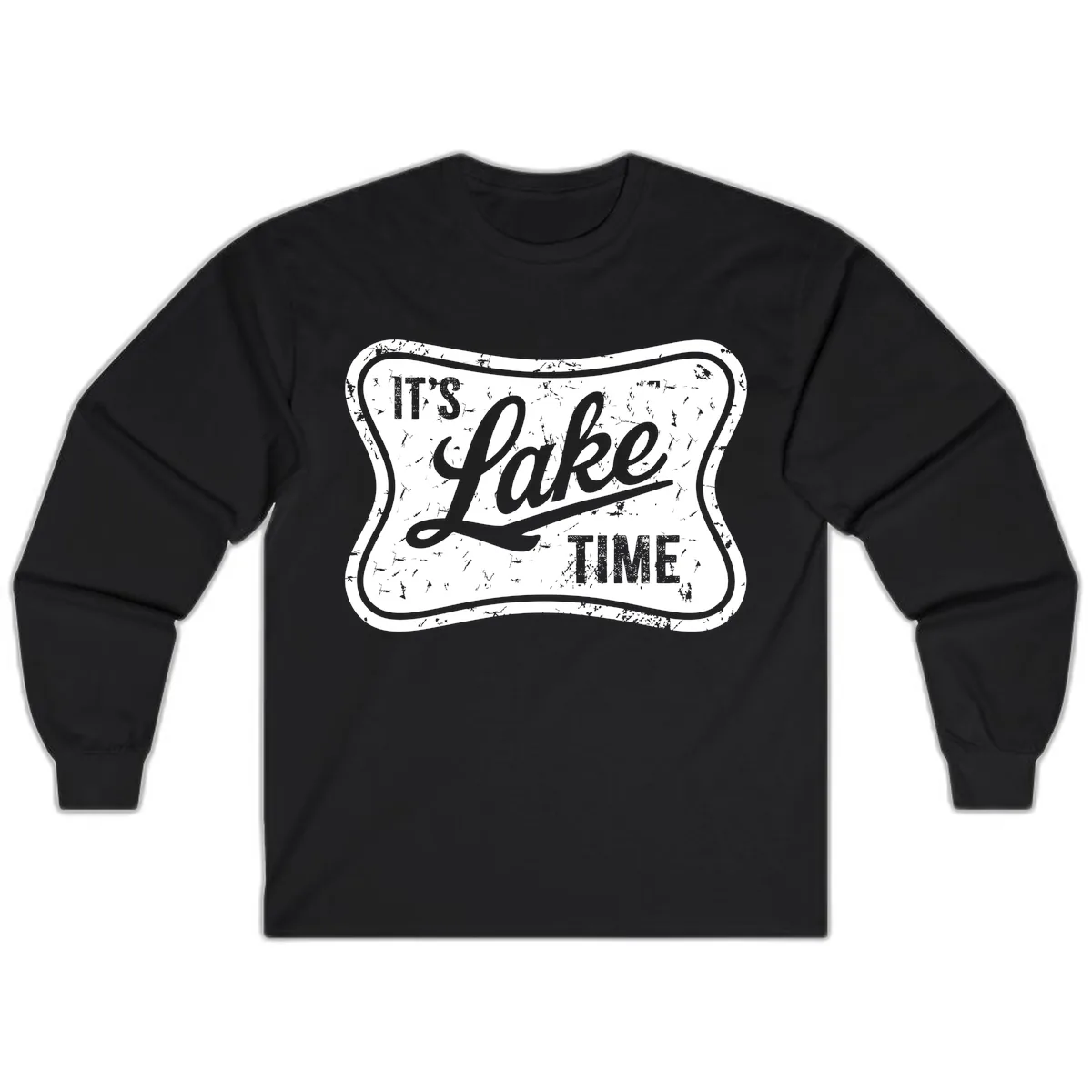 It's Lake Time Retro Sign Long Sleeve in Black