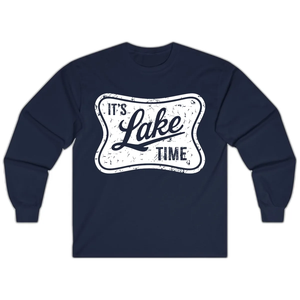 It's Lake Time Retro Sign Long Sleeve in Navy
