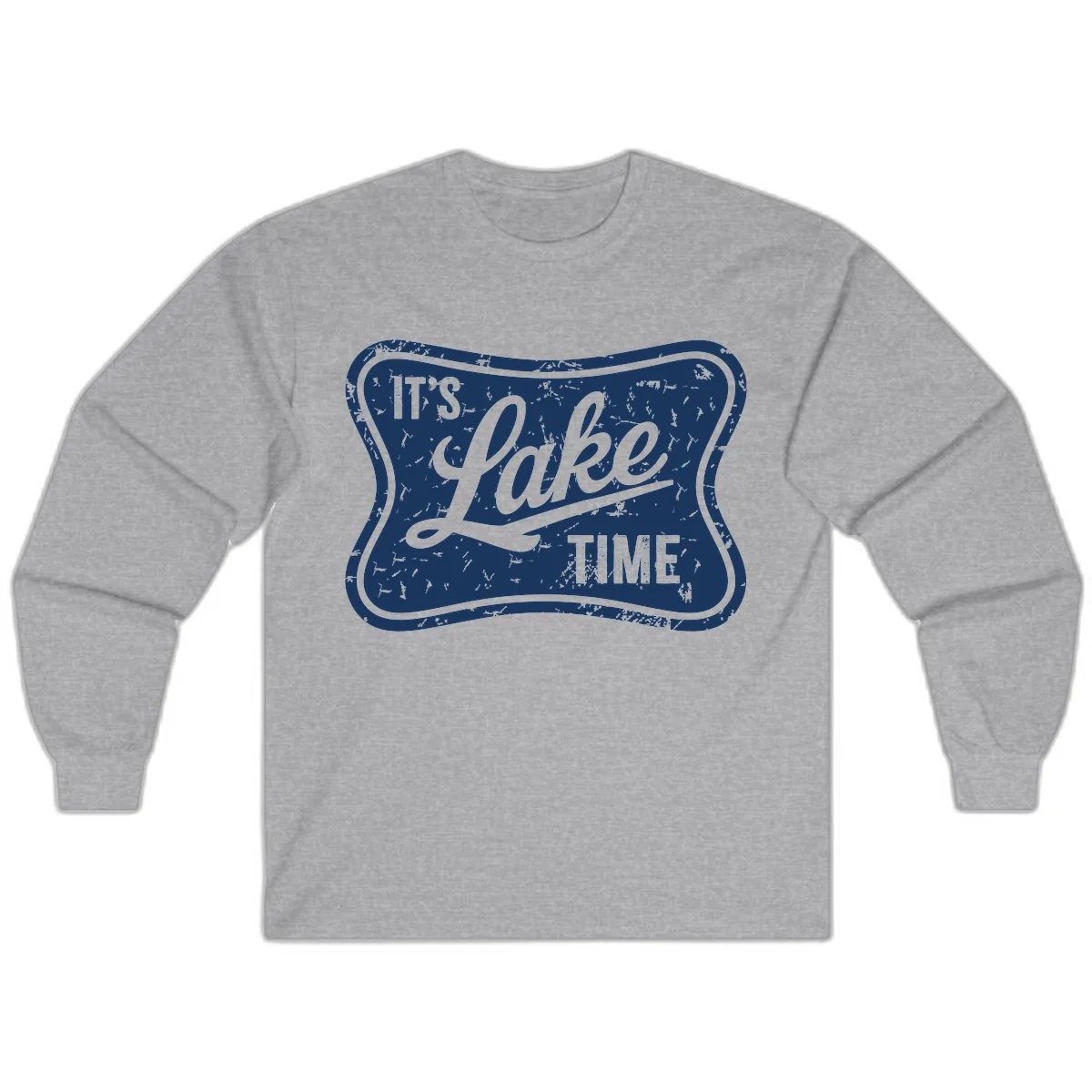 It's Lake Time Retro Sign Long Sleeve in Sport Grey