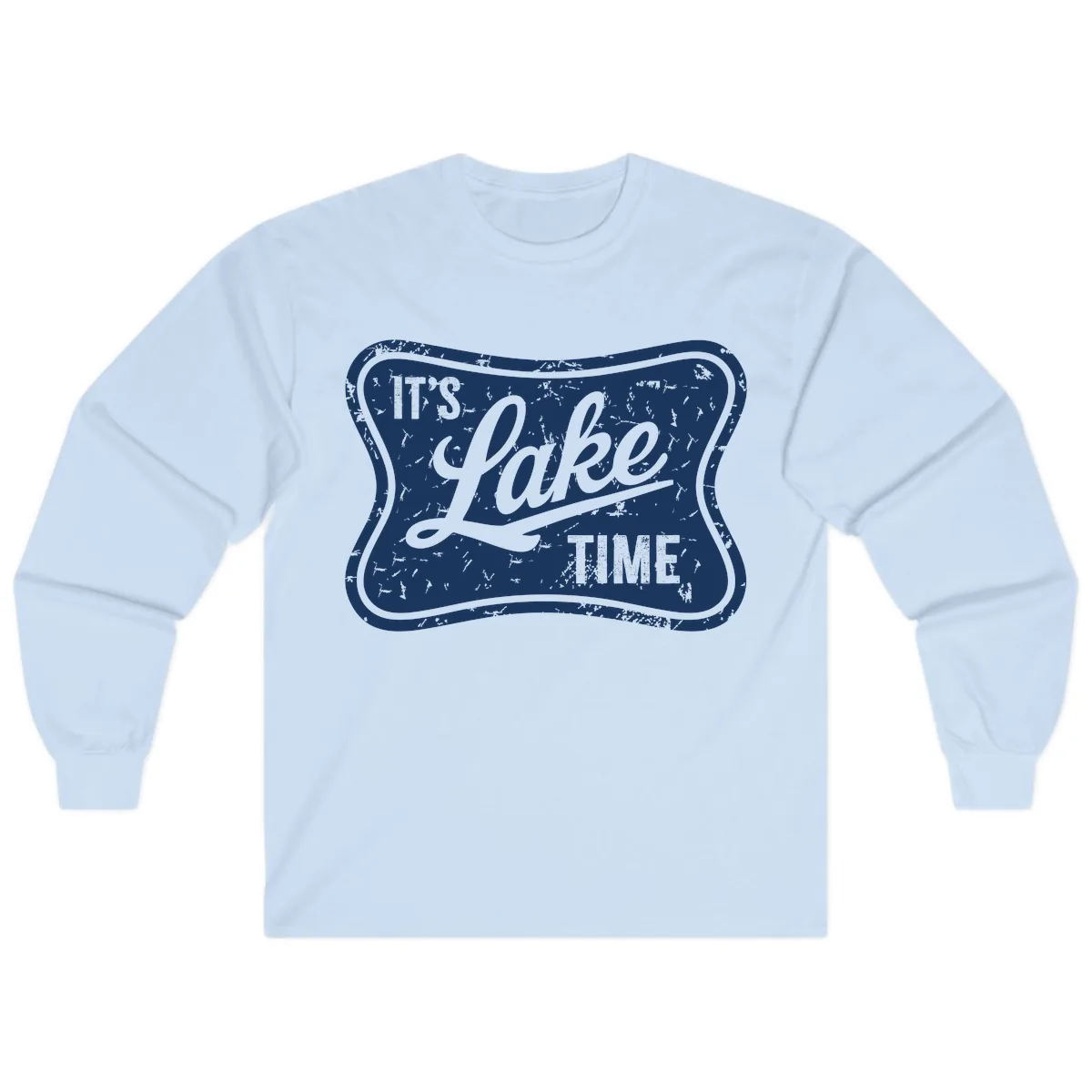 It's Lake Time Retro Sign Long Sleeve in Light Blue