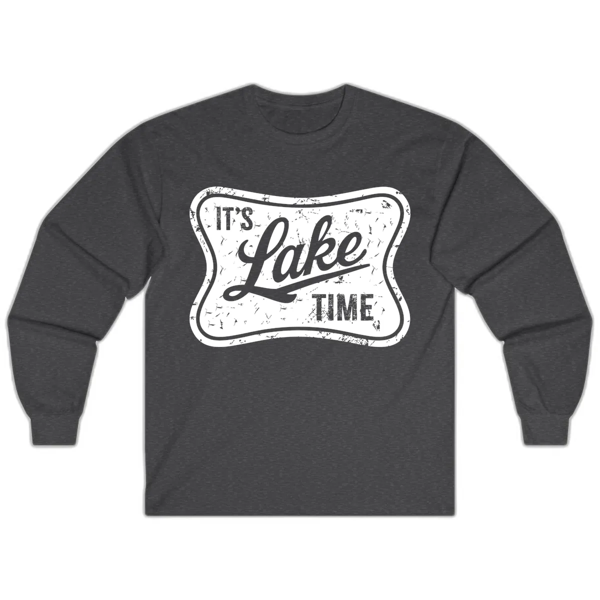 It's Lake Time Retro Sign Long Sleeve in Dark Heather