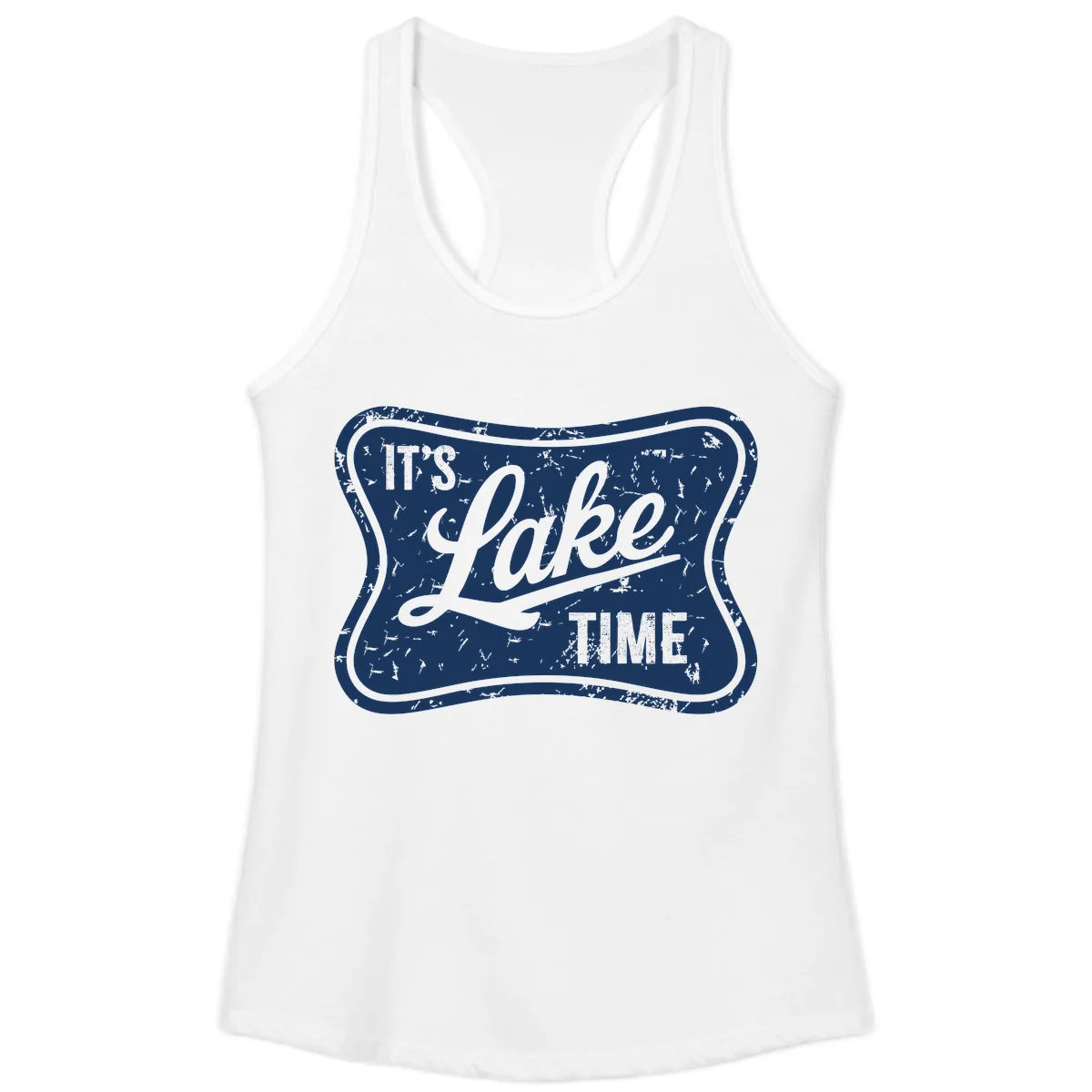 It's Lake Time Retro Sign Ladies Tank in White