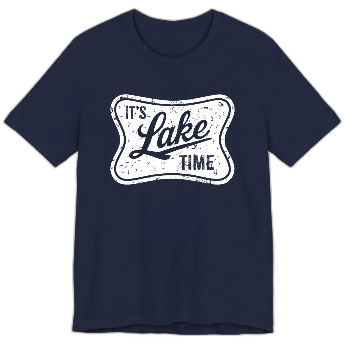 It's Lake Time Retro Sign Premium T-Shirt in Navy