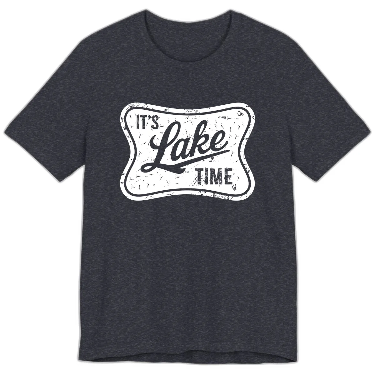 It's Lake Time Retro Sign Premium T-Shirt in Heather Navy