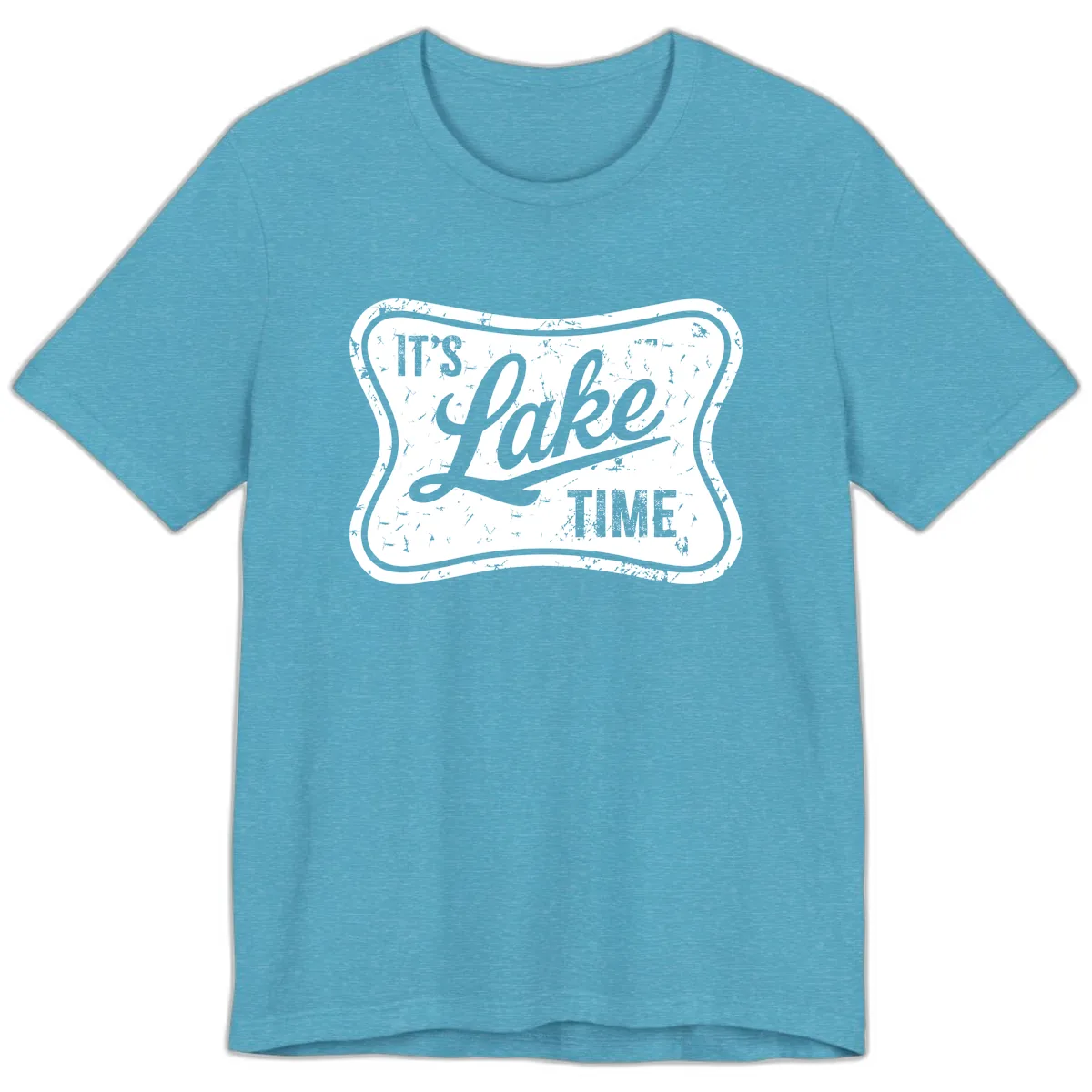 It's Lake Time Retro Sign Premium T-Shirt in Heather Aqua