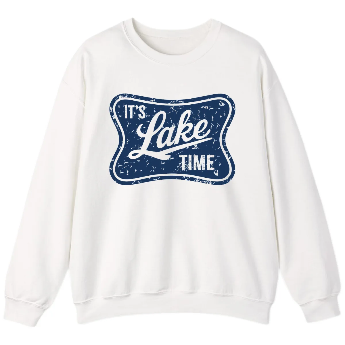 It's Lake Time Retro Sign Sweatshirt in White