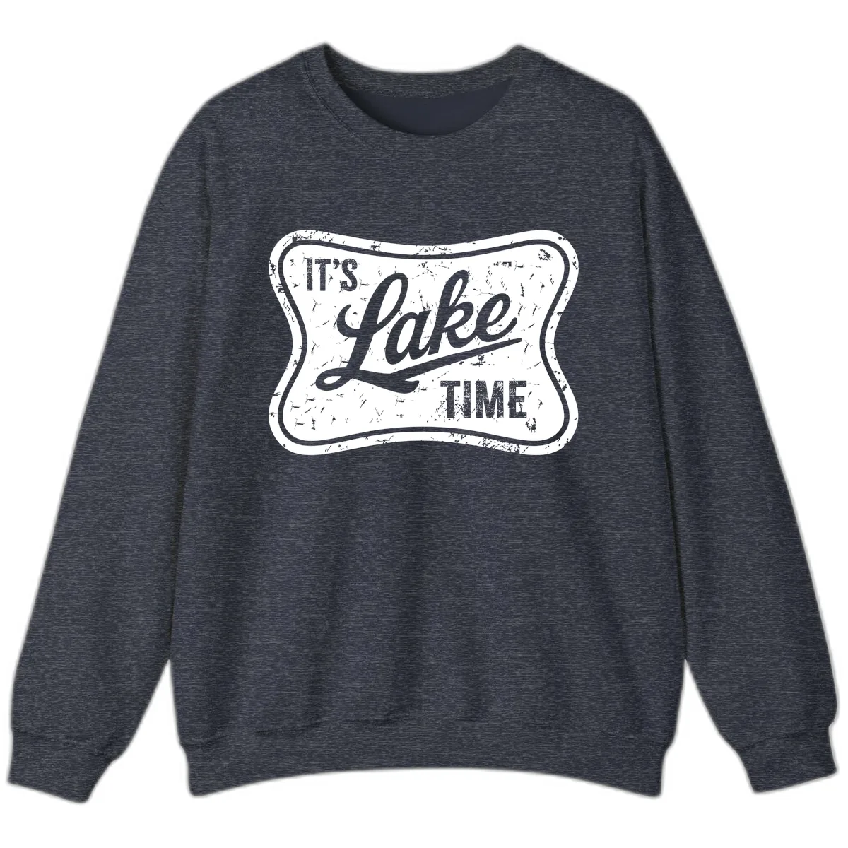 It's Lake Time Retro Sign Sweatshirt in Heather Sport Dark Navy