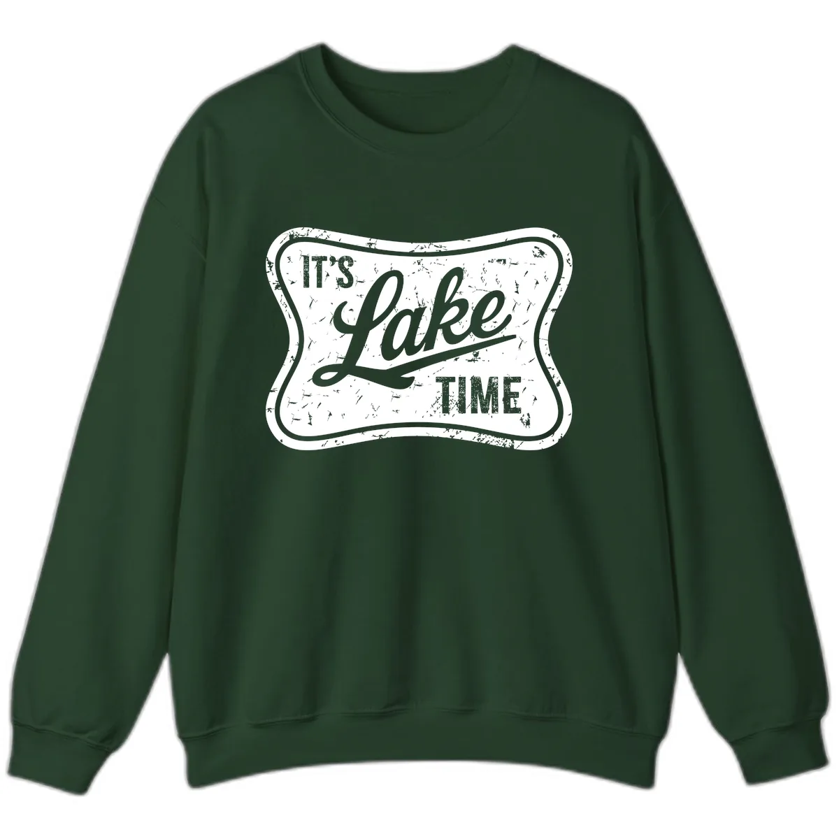 It's Lake Time Retro Sign Sweatshirt in Forest Green