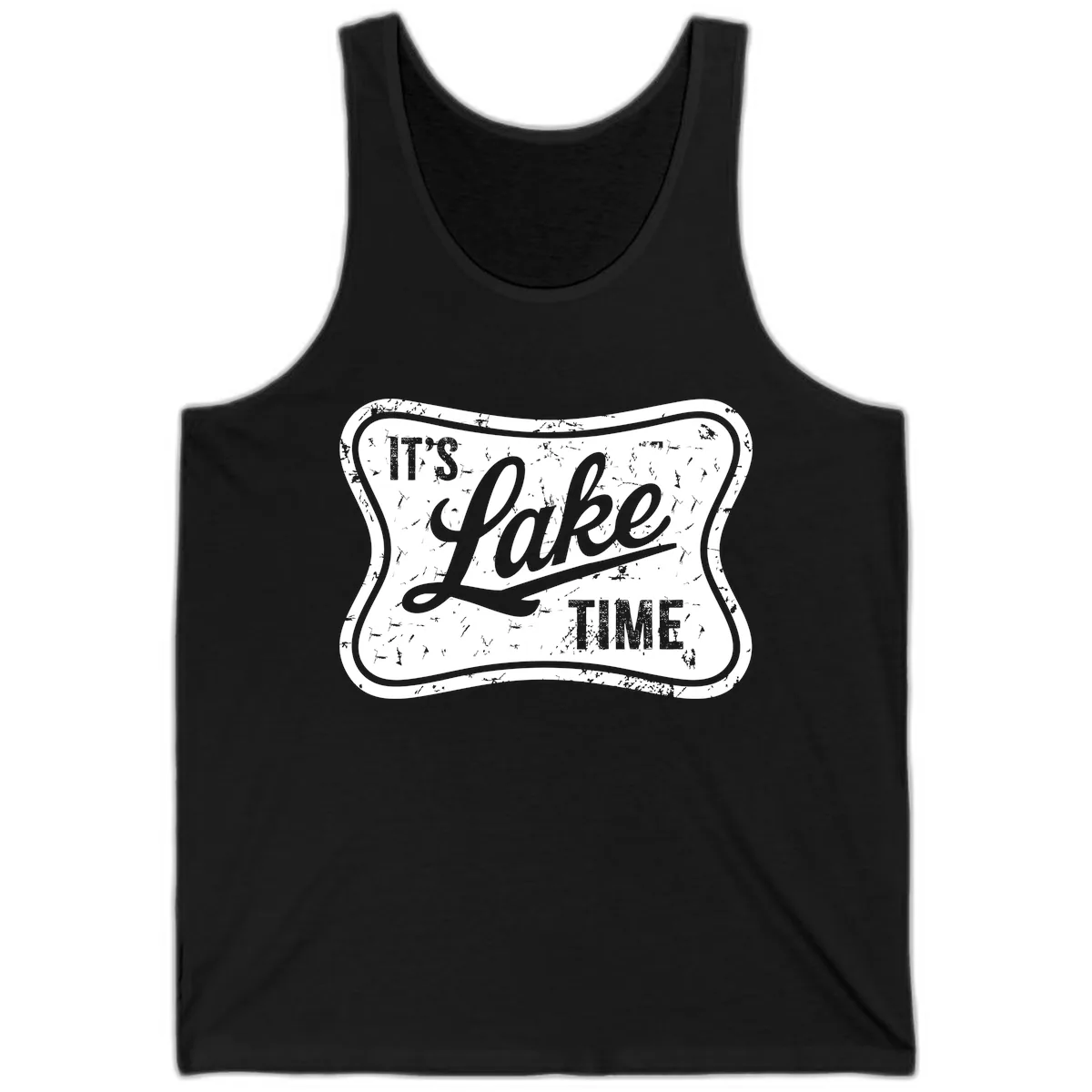 It's Lake Time Retro Sign Tank in Black