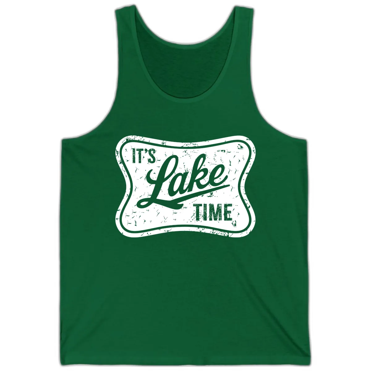 It's Lake Time Retro Sign Tank in Kelly