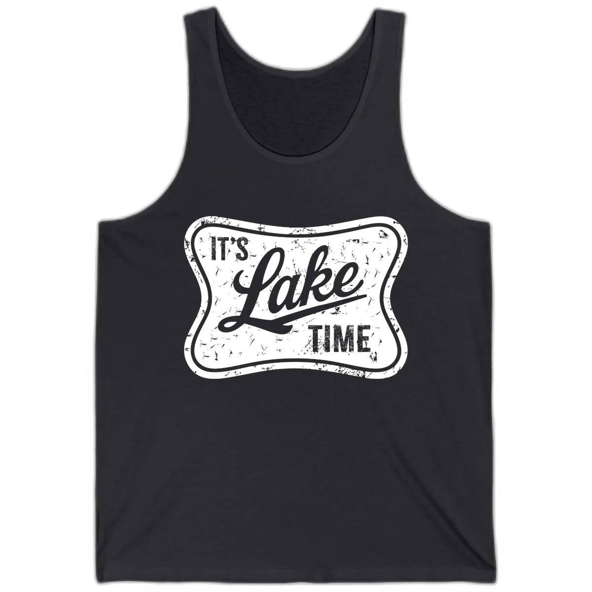 It's Lake Time Retro Sign Tank in Dark Grey