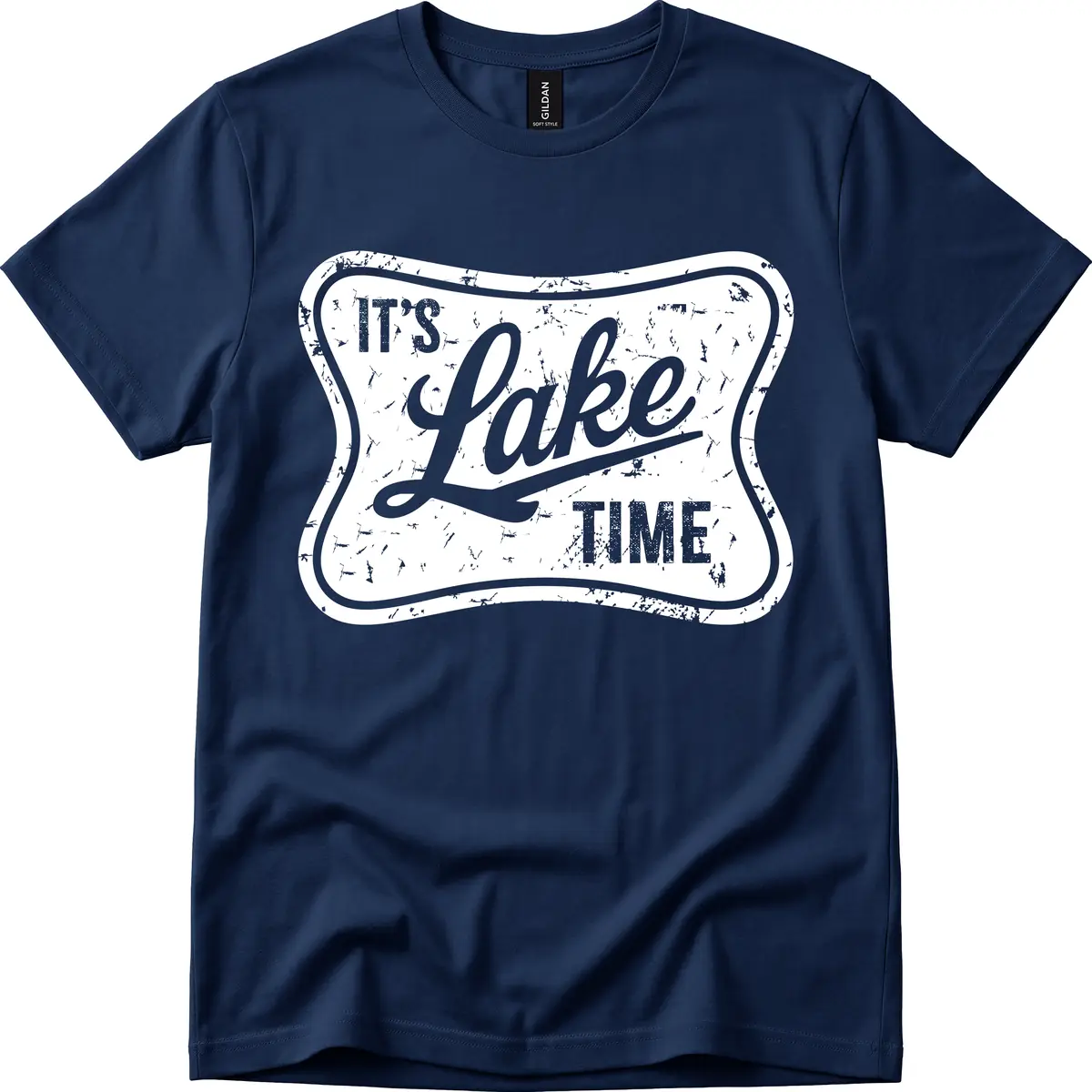 It's Lake Time Retro Sign T-Shirt in Navy