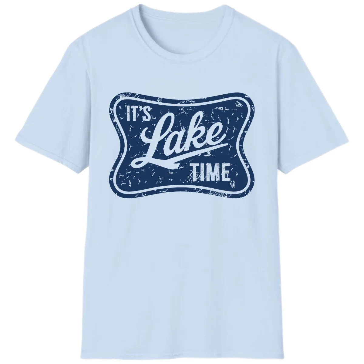 It's Lake Time Retro Sign T-Shirt in Light Blue