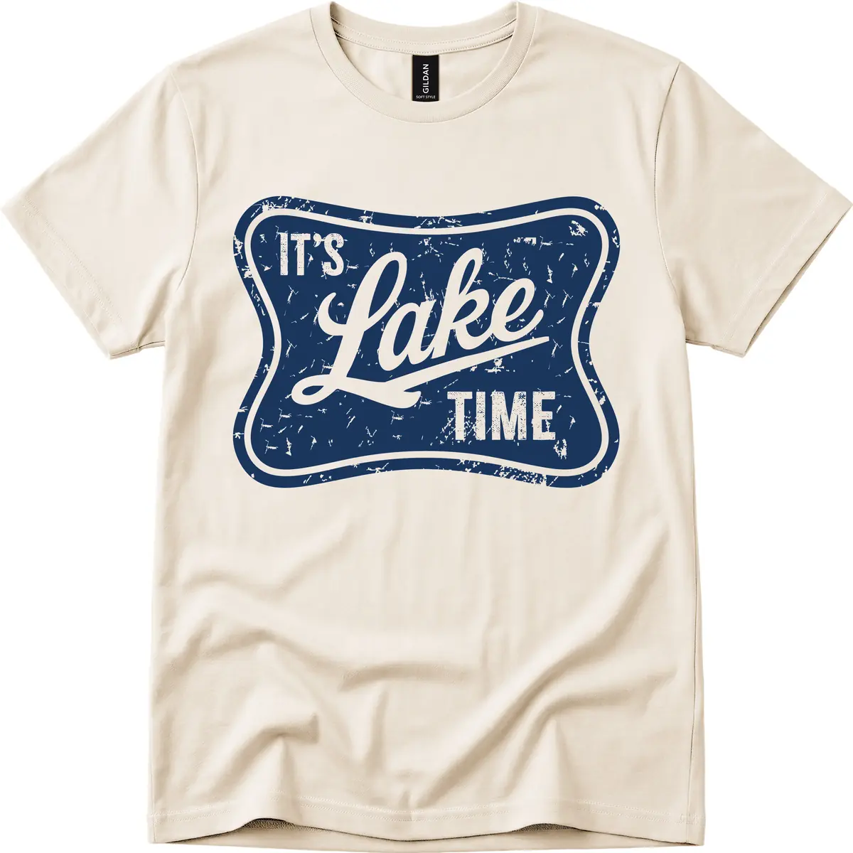 It's Lake Time Retro Sign T-Shirt in Natural