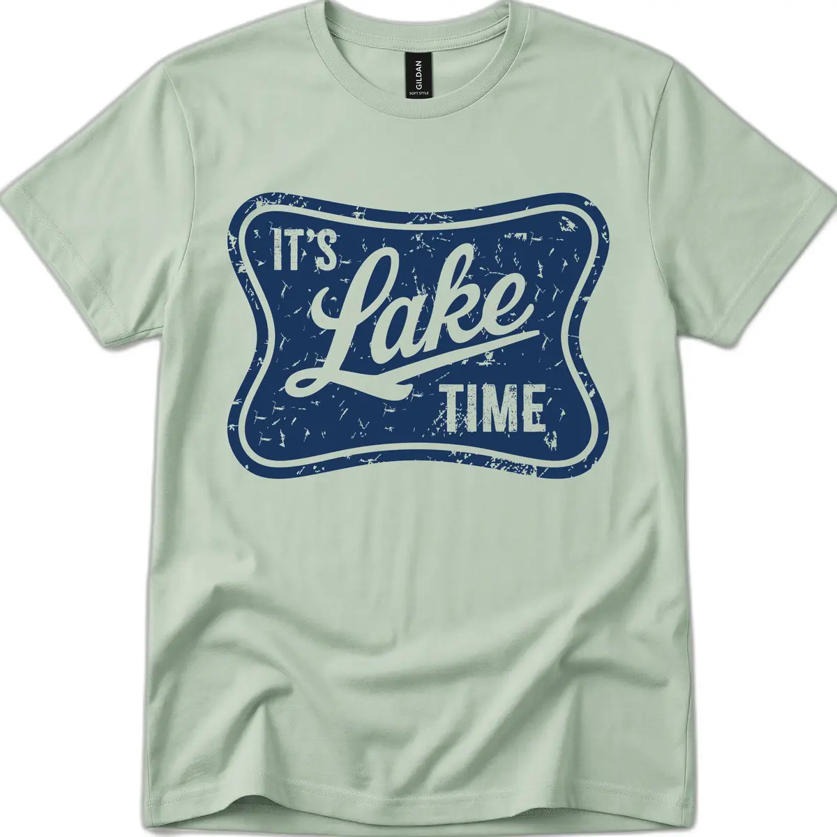 It's Lake Time Retro Sign T-Shirt in Sage
