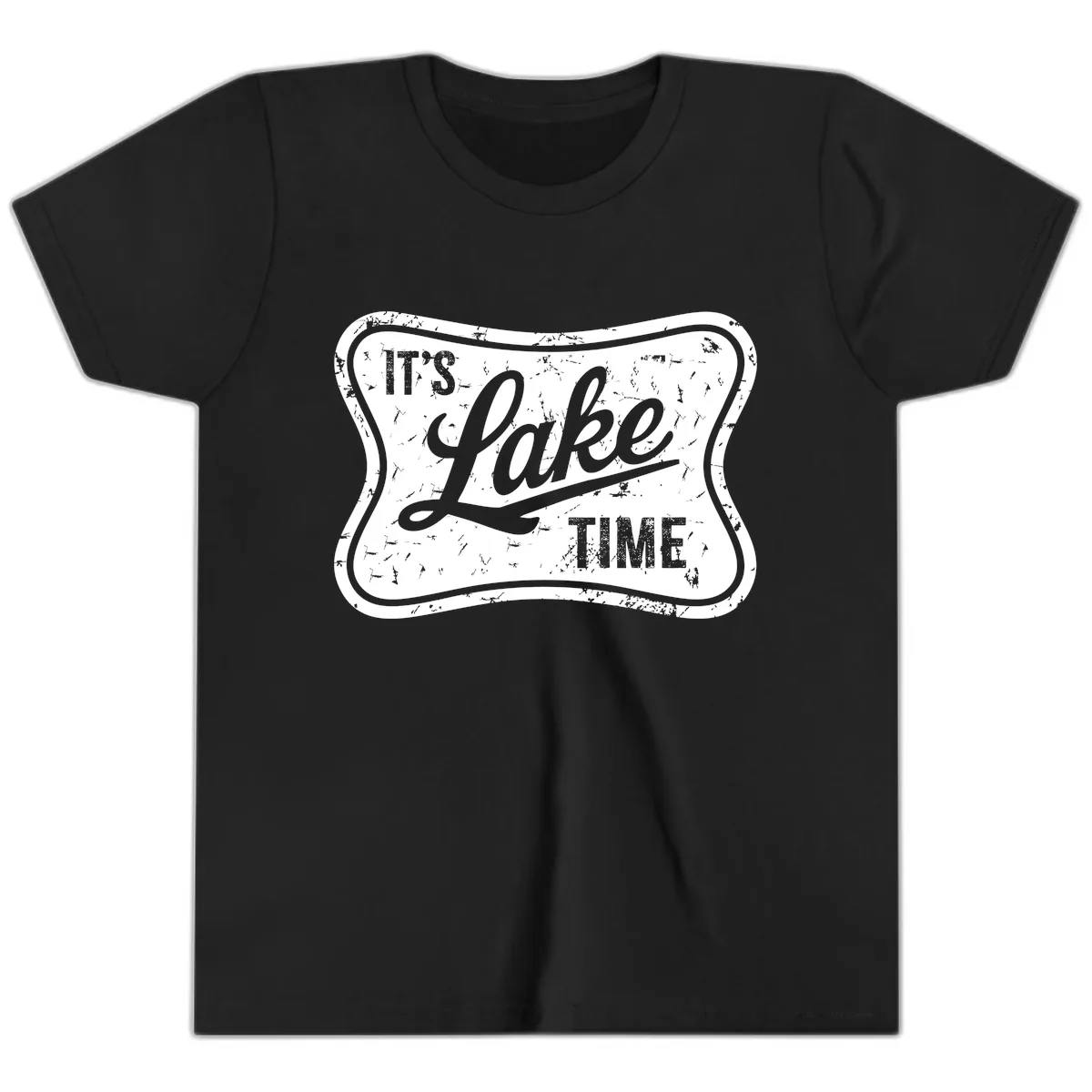 It's Lake Time Retro Sign Youth T-Shirt in Black
