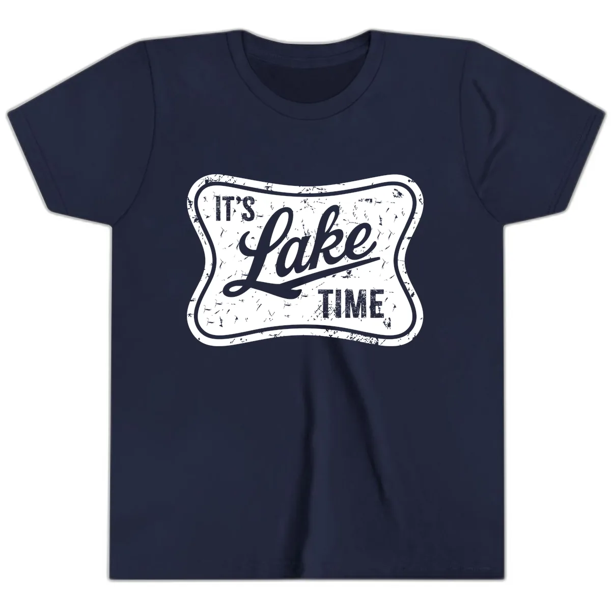 It's Lake Time Retro Sign Youth T-Shirt in Navy
