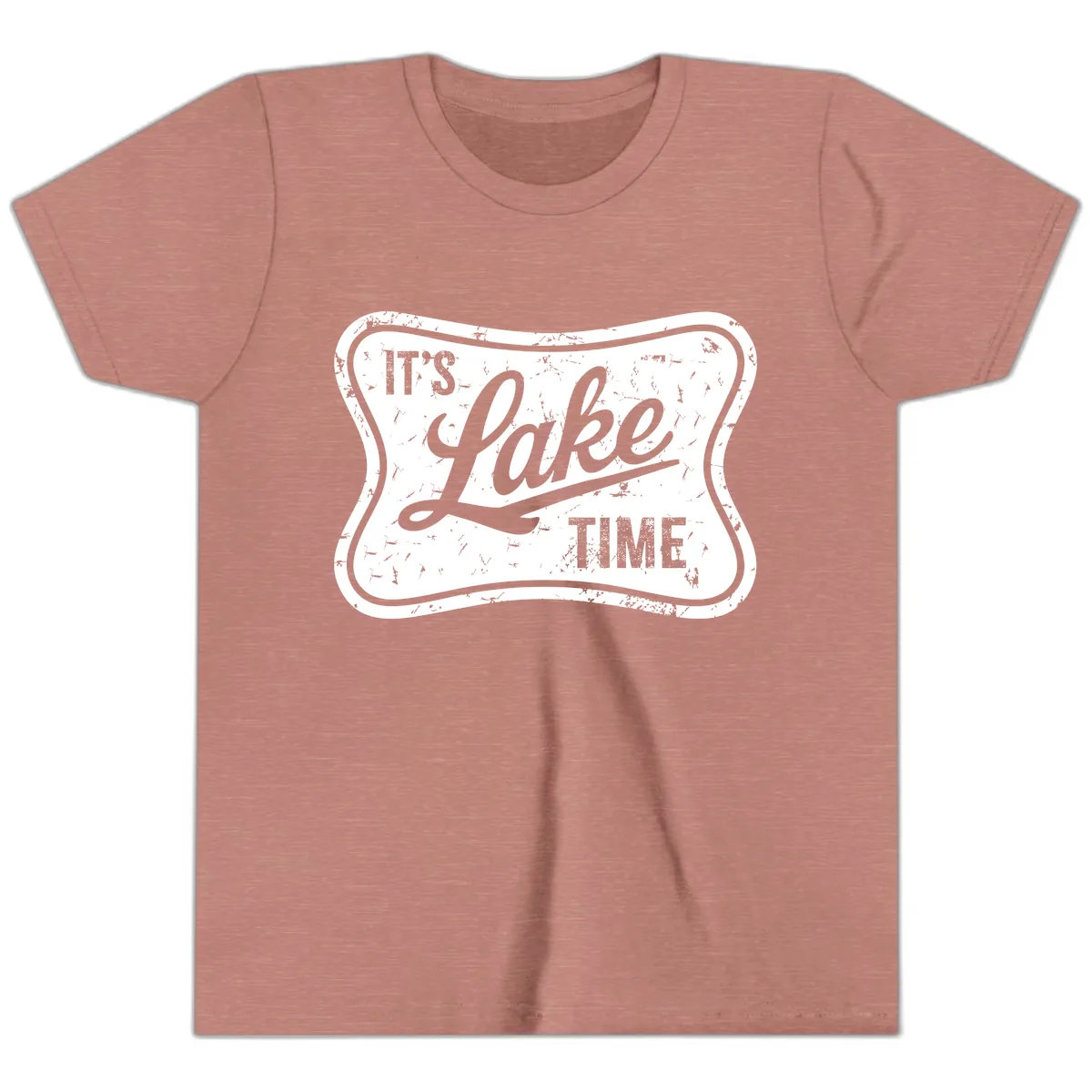 It's Lake Time Retro Sign Youth T-Shirt in Heather Mauve